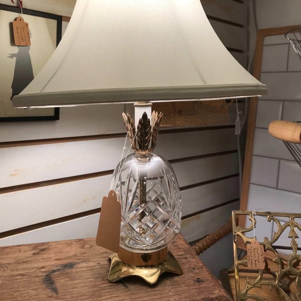 Vintage Crystal and Brass Pineapple Lamp